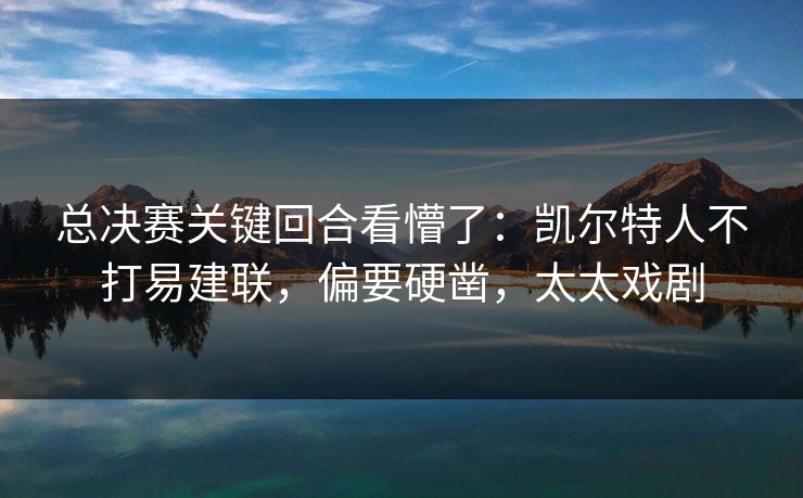 总决赛关键回合看懵了：凯尔特人不打易建联，偏要硬凿，太太戏剧