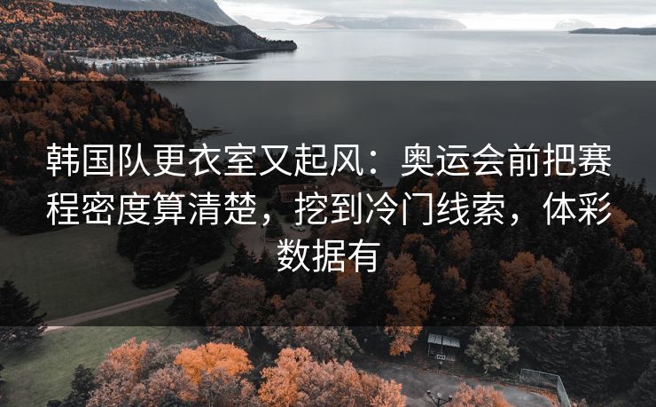 韩国队更衣室又起风：奥运会前把赛程密度算清楚，挖到冷门线索，体彩数据有