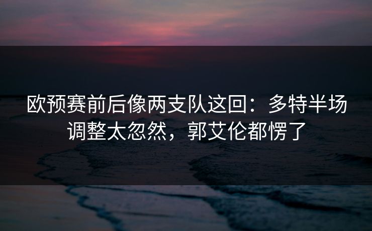 欧预赛前后像两支队这回：多特半场调整太忽然，郭艾伦都愣了